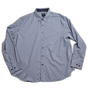 Jos. A. Bank Traveler Shirt Men XXL Blue Geometric Stretch Tailored Fit Long Slv